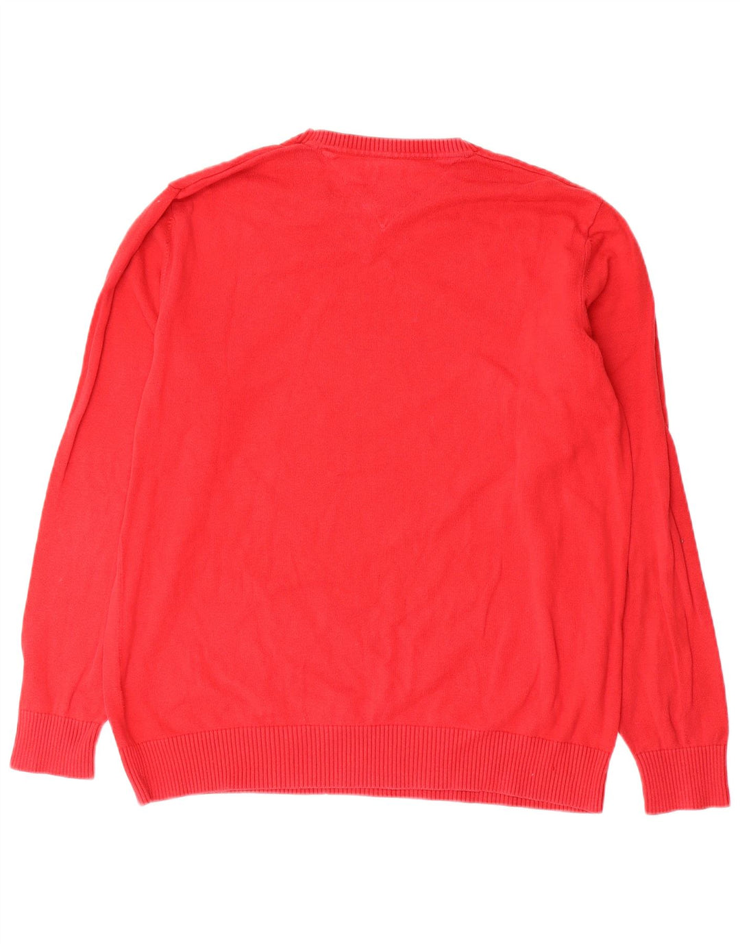 Tommy Hilfiger Herren-Pullover mit V-Ausschnitt aus mittelroter Baumwolle