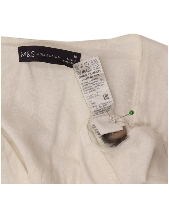 Marks & Spencer Damen-Hemdbluse in Übergröße, Größe UK 18, XL, weißes Leinen
