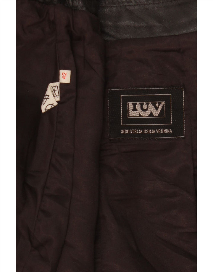 Vintage Damen Lederrock IT 42 Medium W27 Schwarz