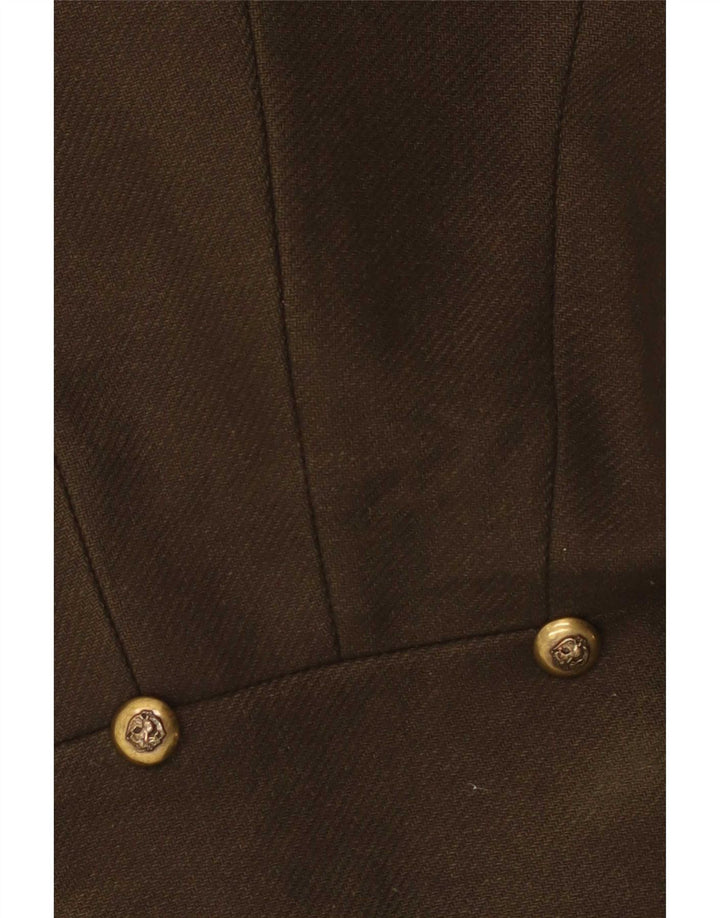 Zara Damen Pea Coat UK 10 Small Khaki Wolle