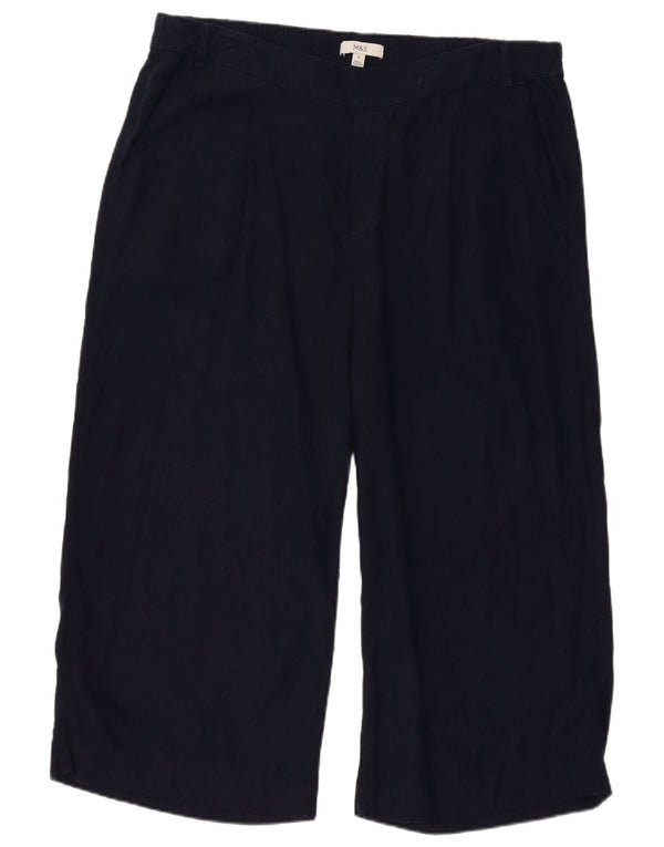 Marks & Spencer Damen Caprihose UK 20 2XL W40 L23 Marineblaues Leinen