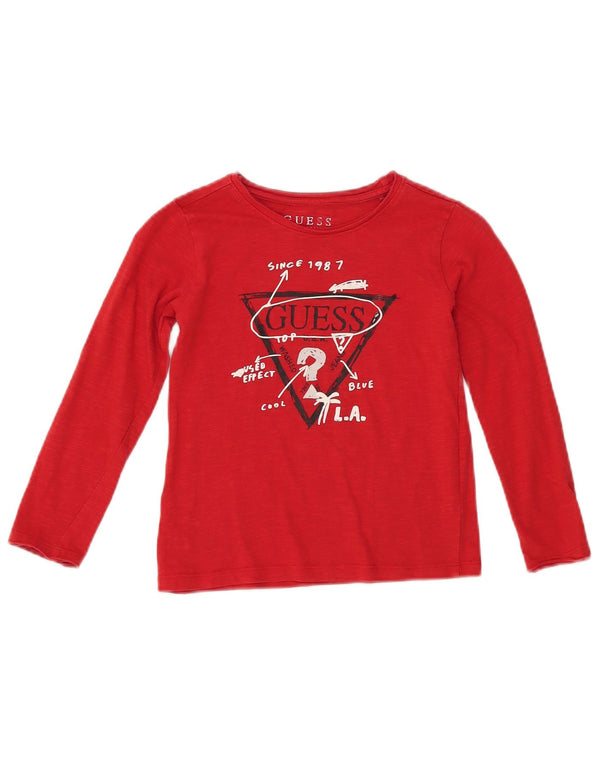 GUESS Boys Graphic Top Long Sleeve 5-6 Years Red Flecked