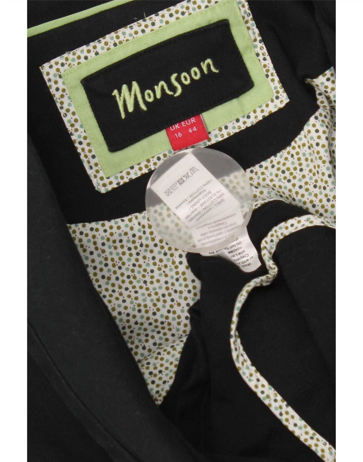 Monsoon Damen-Blazer mit 1 Knopf, UK 16, Größe L, Marineblau, Baumwolle