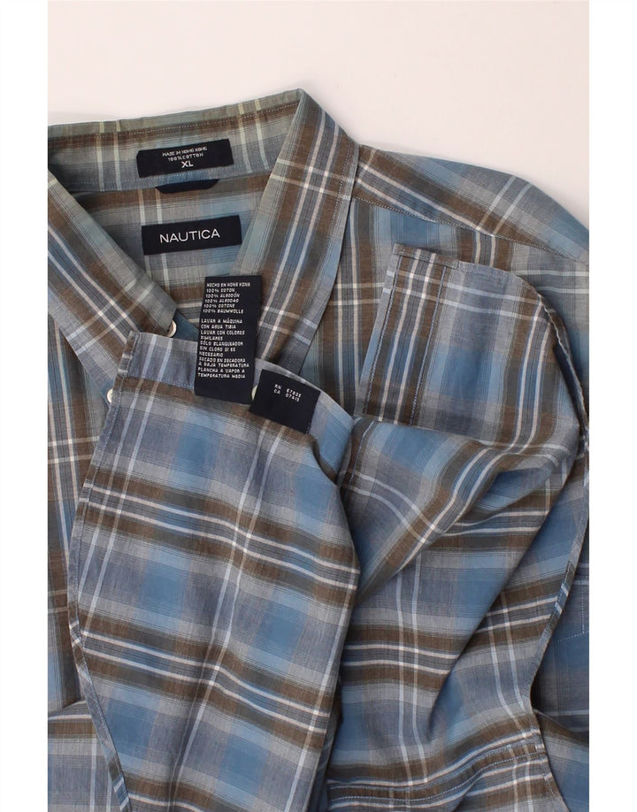 NAUTICA Mens Shirt XL Blue Check Cotton Vintage Nautica and Second-Hand Nautica from Messina Hembry 