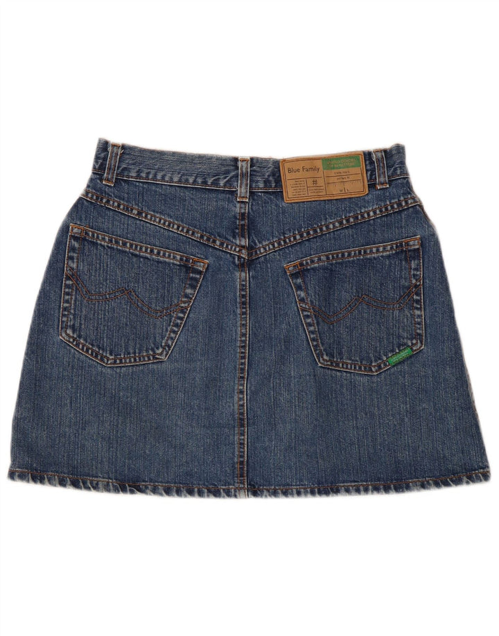 Benetton Damen Jeansrock IT 44 Medium W28 Blaue Baumwolle
