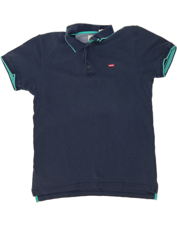 LEVI'S Mens Polo Shirt Medium Navy Blue Cotton Vintage Levi's and Second-Hand Levi's from Messina Hembry 