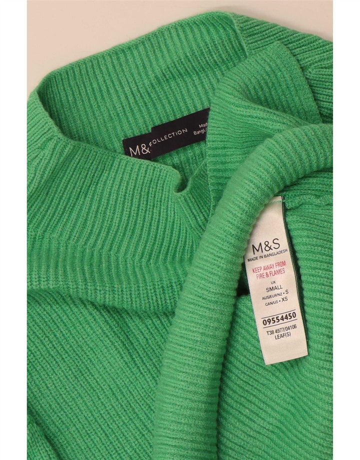 Marks & Spencer Damen-Pullover mit Rollkragen, Gr. 10, Größe S, grüne Viskose
