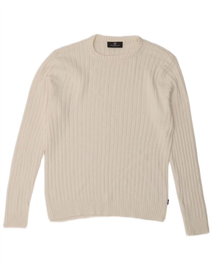 Vintage Herren Pullover mit Rundhalsausschnitt, kleine weiße Baumwolle