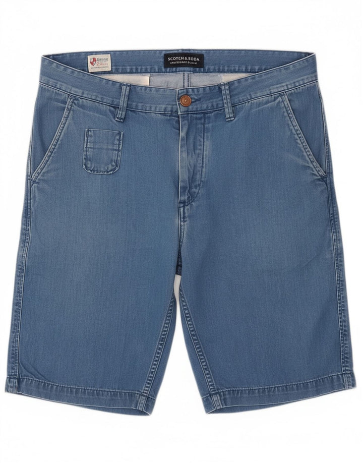 Scotch & Soda Herren Jeansshorts W32 mittelblaue Baumwolle