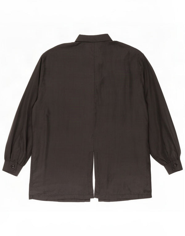 Neue Fast Damen-Hemdbluse EU 44 XL Schwarze Seide