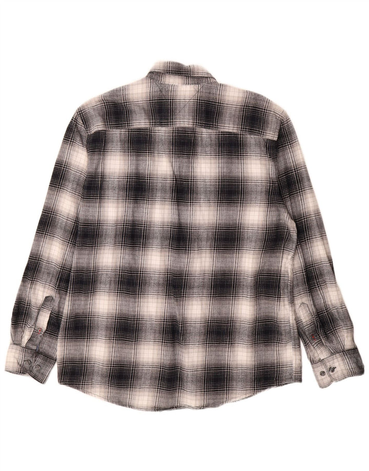 Tommy Hilfiger Herren-Flanellhemd mit normaler Passform, XL, grau kariert, Baumwolle