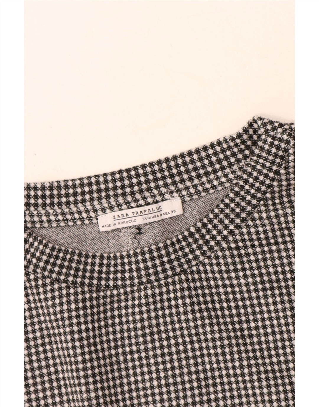 Zara Damen Langarm-Blusenoberteil UK 12 Mittelschwarz kariert