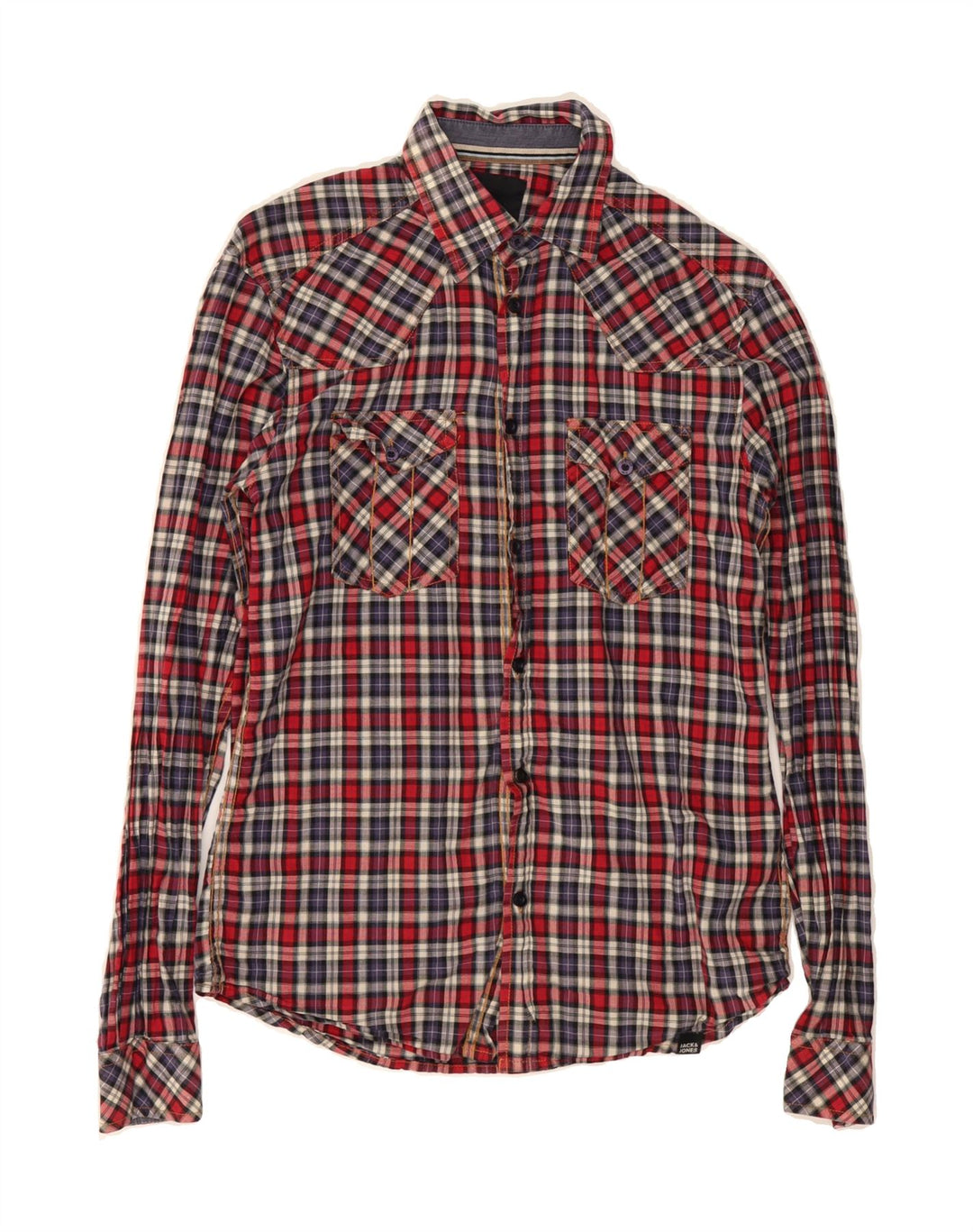 JACK & JONES Mens Graphic Shirt Small Red Check Cotton Vintage Jack & Jones and Second-Hand Jack & Jones from Messina Hembry 