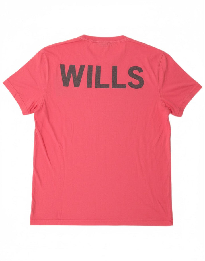 JACK WILLS Mens Graphic T-Shirt Top Medium Pink Cotton