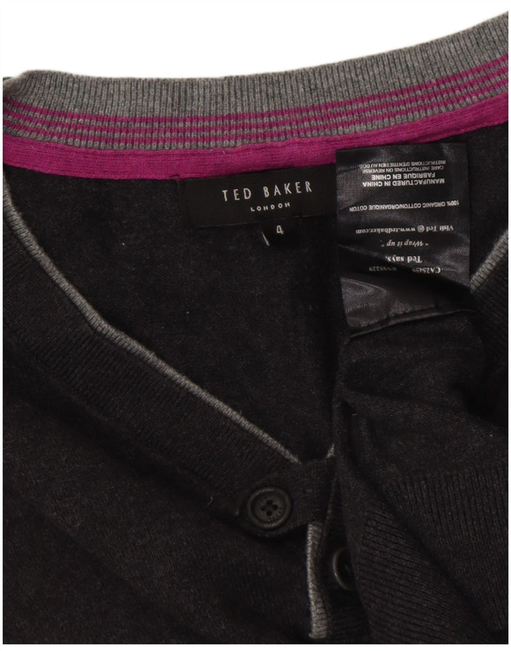 TED BAKER Herren-Pullover mit V-Ausschnitt, Größe 4, große graue Baumwolle