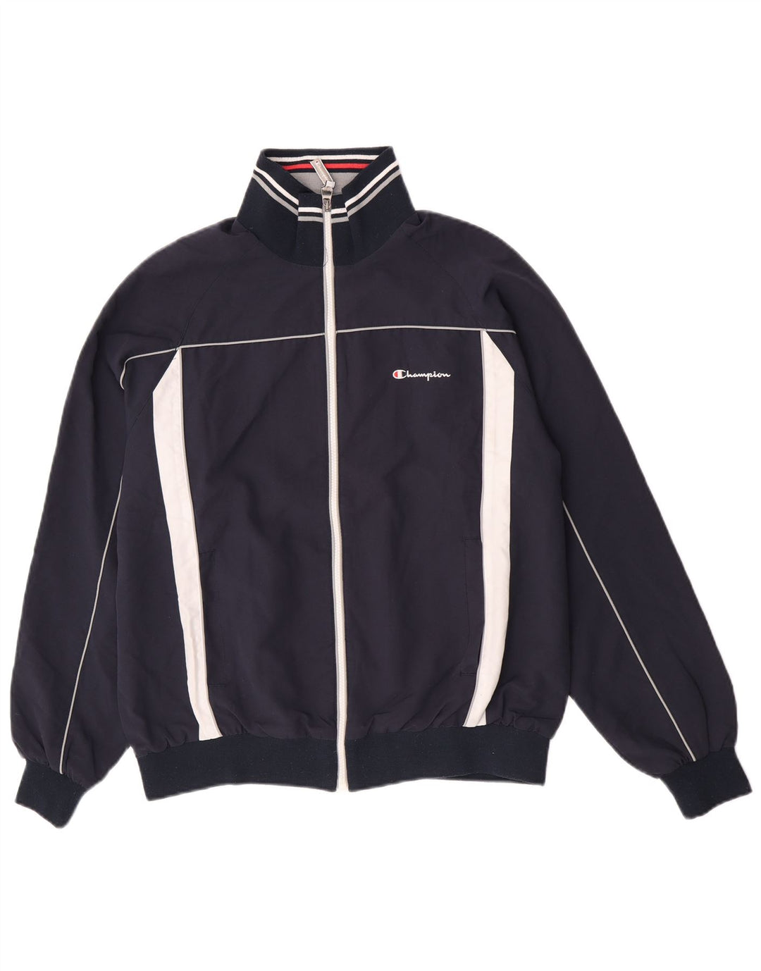 Champion Herren-Trainingsanzug-Top-Jacke, großes marineblaues Farbblock-Polyester