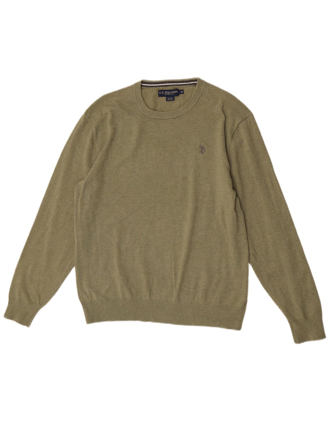 U.S. Polo Assn. Herren-Pullover mit Rundhalsausschnitt, mittelgrün, Polyester