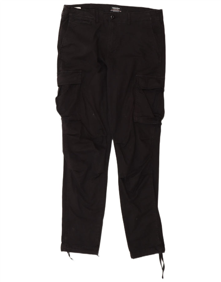 Jack & Jones Slim Cargo-Hose für Herren, W33 L34, schwarze Baumwolle