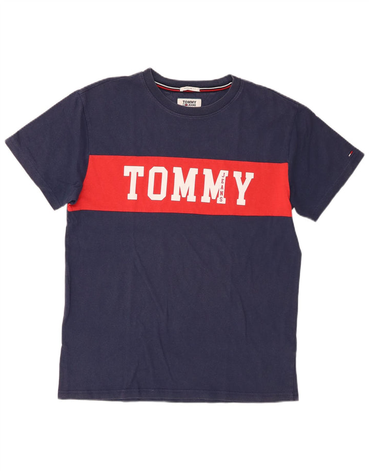 Tommy Hilfiger Herren-T-Shirt mit Grafik, mittelgroß, Marineblau, Farbblock