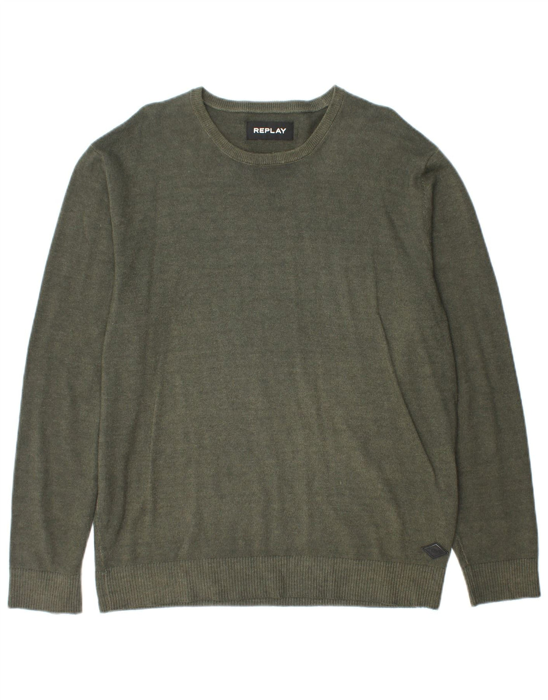 REPLAY Herren-Pullover mit U-Boot-Ausschnitt, XL, Khaki, Wolle