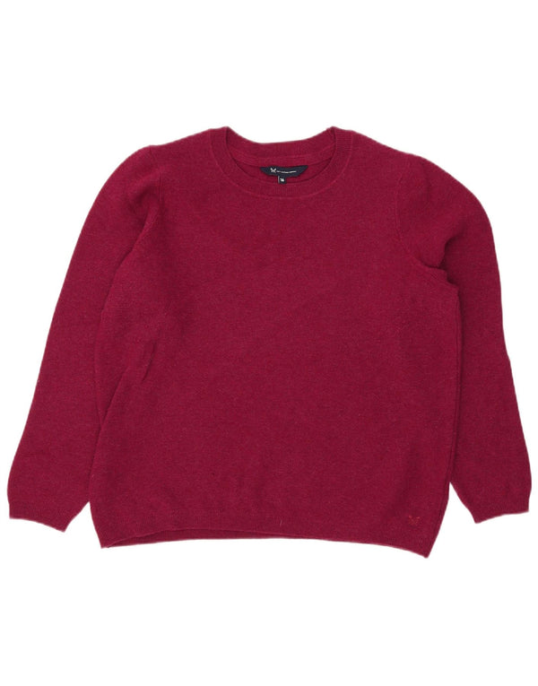 Crew Clothing Damen-Pullover mit U-Boot-Ausschnitt, UK 16, Größe L, rosa Wolle