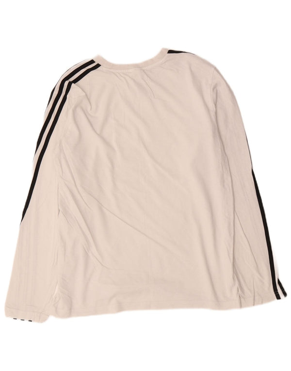 Adidas Damen Top Langarm UK 16/18 Große weiße Baumwolle