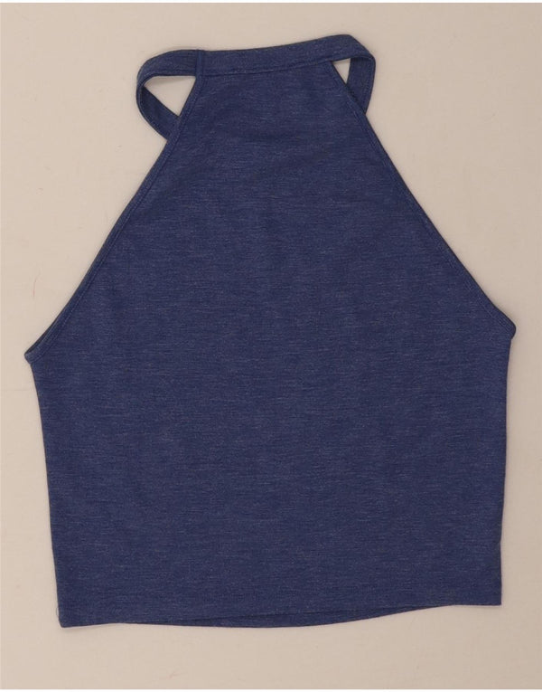 Zara Damen Crop Neckholder Top UK 10 Small Blau