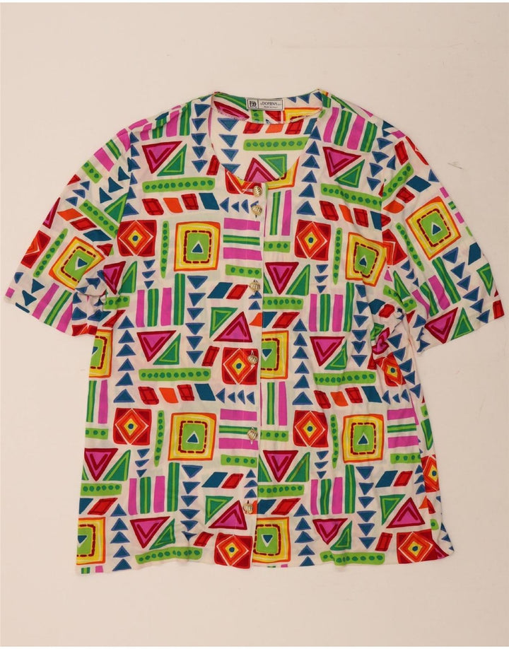 DOMINA Womens Shirt Dress UK 14 Medium Multicoloured Geometric Vintage Domina and Second-Hand Domina from Messina Hembry 