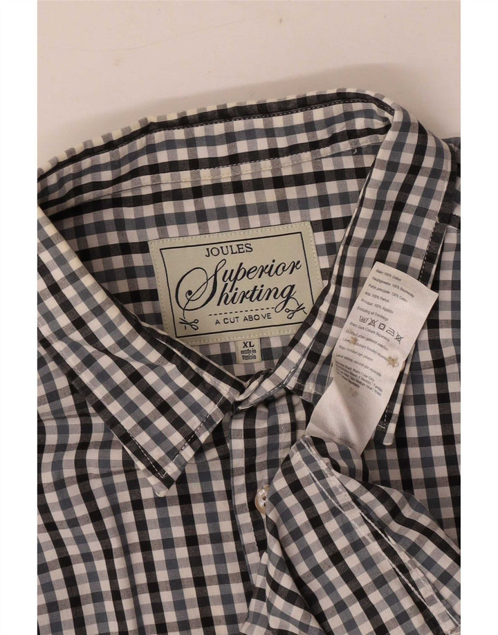 Joules Herrenhemd XL, blaue Gingham-Baumwolle