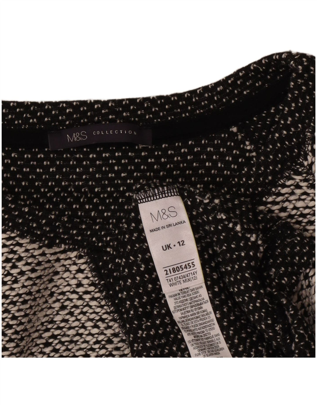 Marks & Spencer Damen-Pullover mit U-Boot-Ausschnitt, Gr. 12, mittelweiß gefleckt