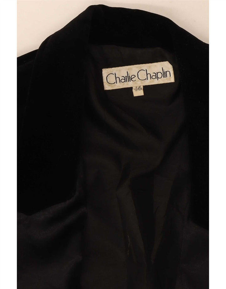 Charlie Chaplin Damen-Blazer aus Samt mit 1 Knopf, IT 46, Größe L, Schwarz