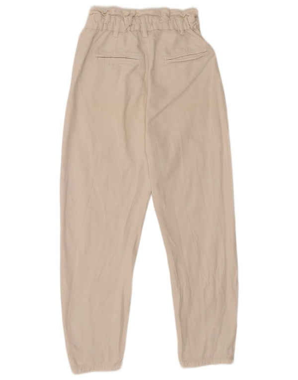 Zara Damen High Waist Tapered Jeans EU 32 2XS W22 L24 Weiße Baumwolle