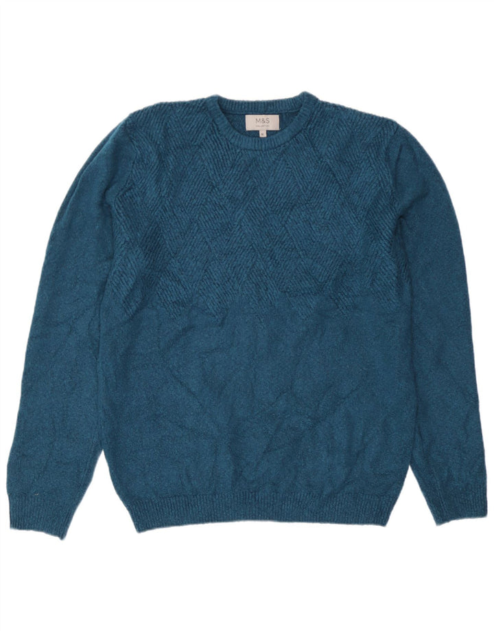Marks & Spencer Herren-Pullover mit Rundhalsausschnitt, Mittelgrünes Acryl