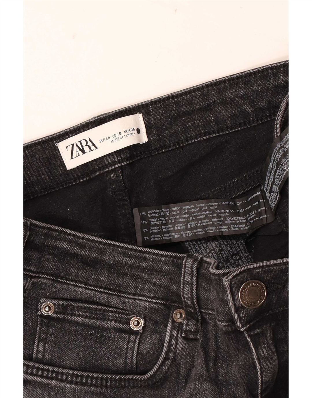 Zara Damen Slim Jeans EU 40 Medium W30 L28 Schwarze Baumwolle