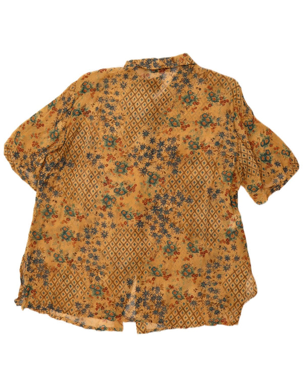 ELENA MIRO Damen Kurzarm-Hemdbluse UK 20 2XL Gelb geblümt