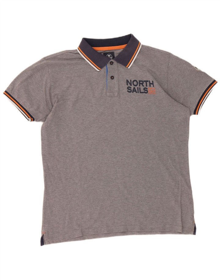 North Sails Herren-Poloshirt mit Grafik, XL, graue Baumwolle