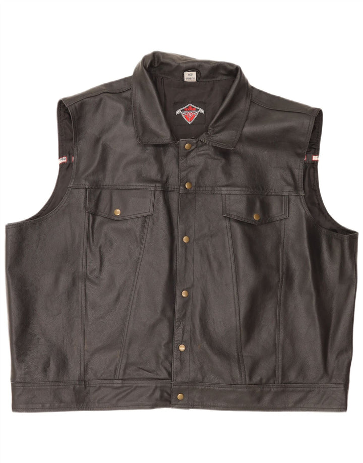 Texpeed Herren Motorrad-Lederweste 10XL Schwarz