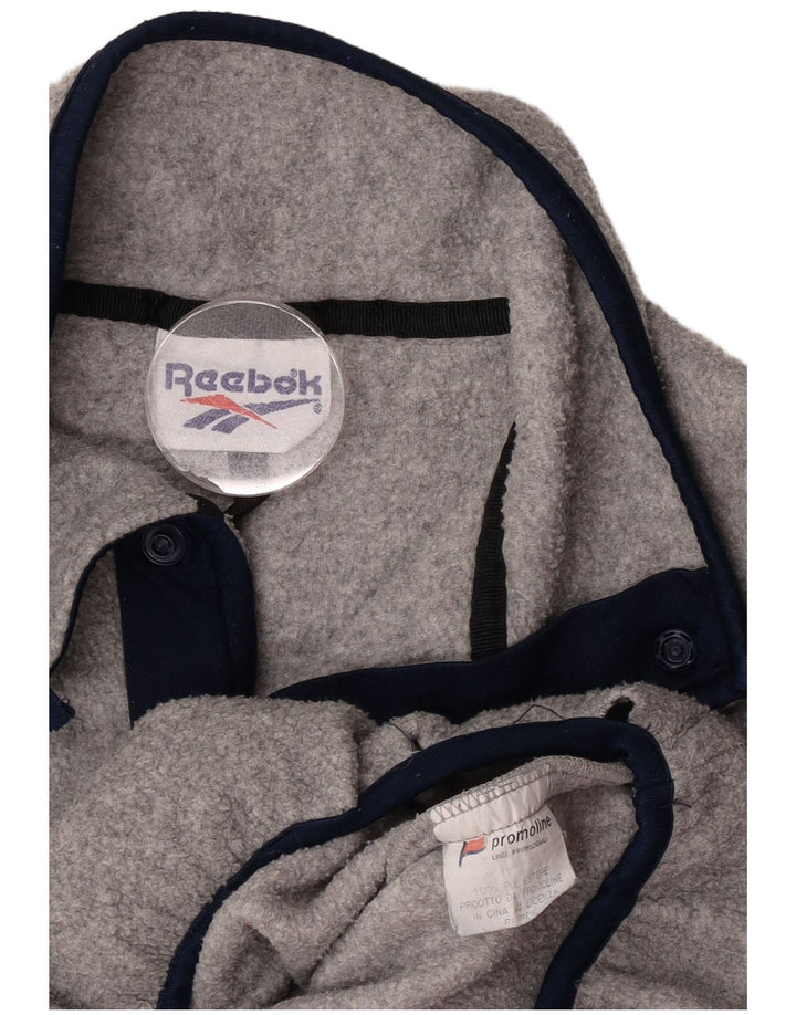 Reebok Herren-Fleecepullover mit Knopfkragen, XL, grau, Polyester