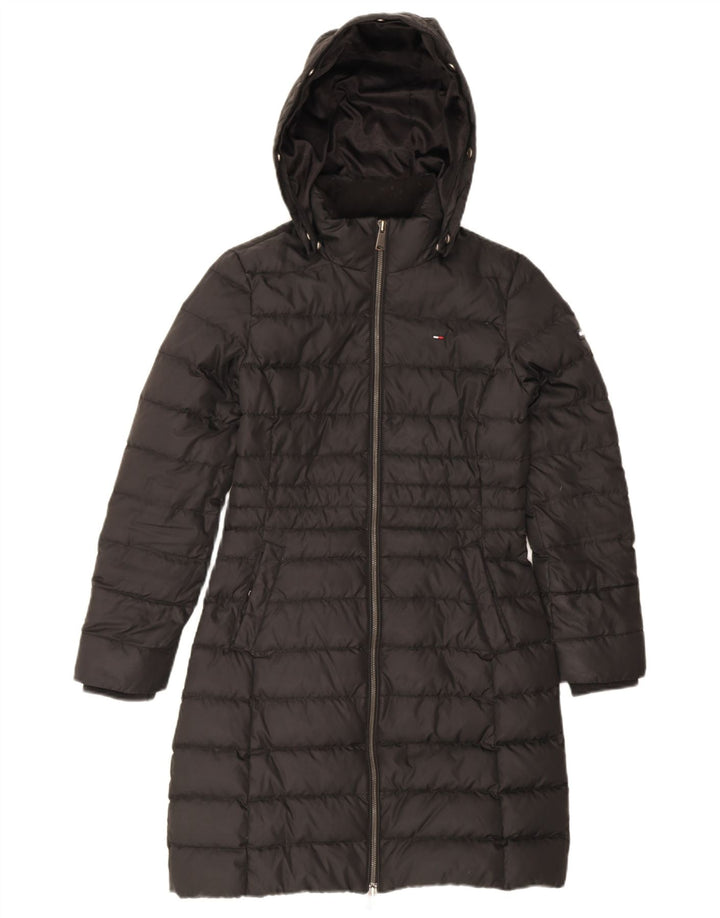 Tommy Hilfiger Wattierter Damenmantel mit Kapuze, UK 10, Größe S, Schwarz, Polyester