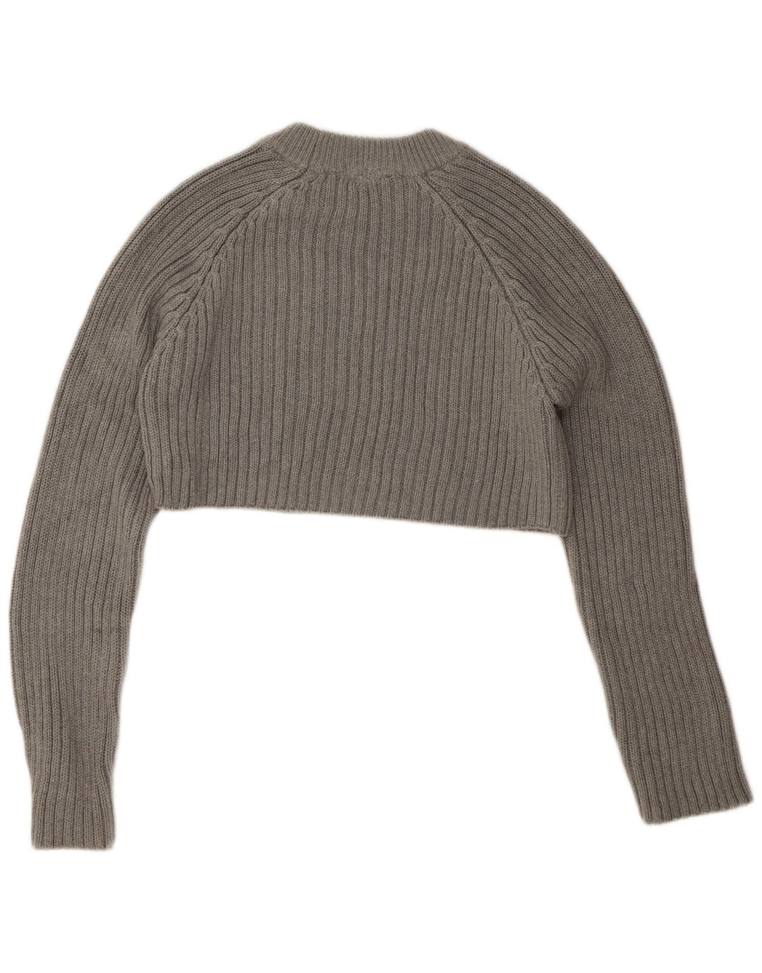 Zara Damen Crop Crew Neck Pullover Pullover UK 14 Mittelgraue Baumwolle