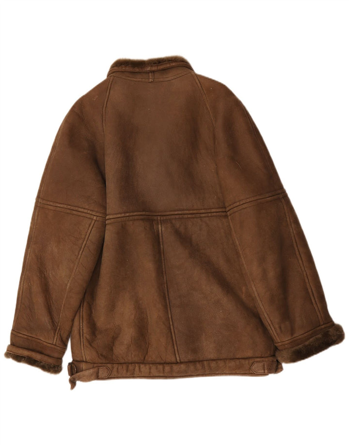 Vintage Herren Shearling Jacke IT 50 Large Braun