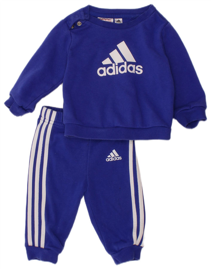 ADIDAS Baby-Jungen-Trainingsanzug mit Grafik, 3–6 Monate, blaue Baumwolle