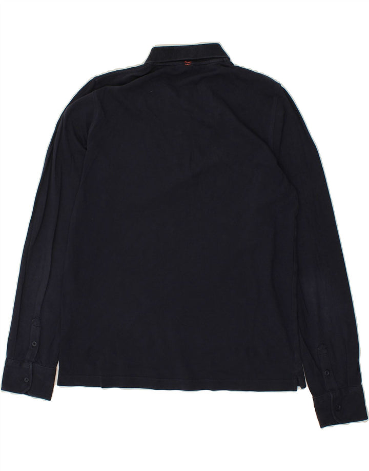 SUN68 Mens Long Sleeve Polo Shirt Medium Navy Blue Cotton Vintage Sun68 and Second-Hand Sun68 from Messina Hembry 