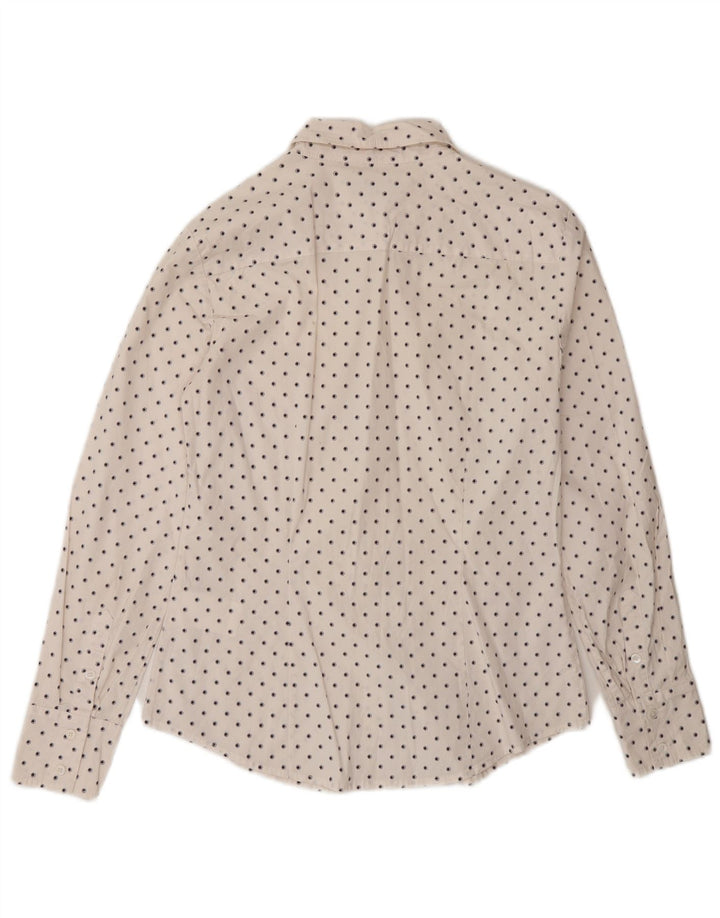 Max & Co. Damen-Hemd UK 10 Small Weiß gepunktete Baumwolle