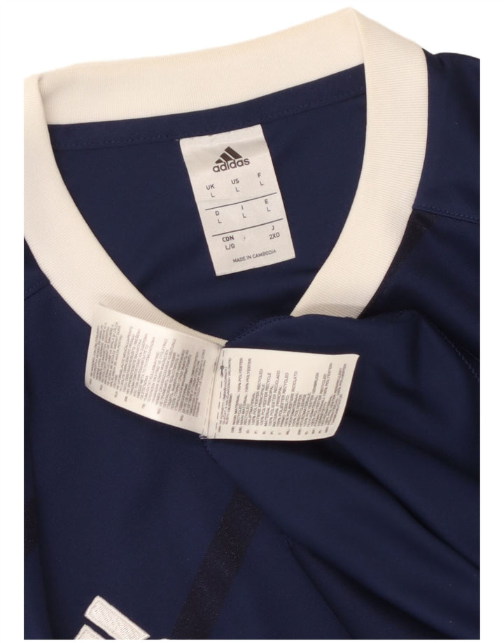 Adidas Herren T-Shirt Top Large Marineblau gestreift Polyester