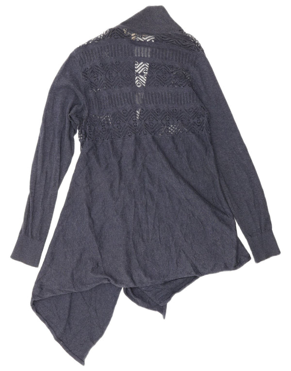 Fat Face Damen Asymmetrischer Cardigan-Pullover UK 10 Small Marineblau Baumwolle