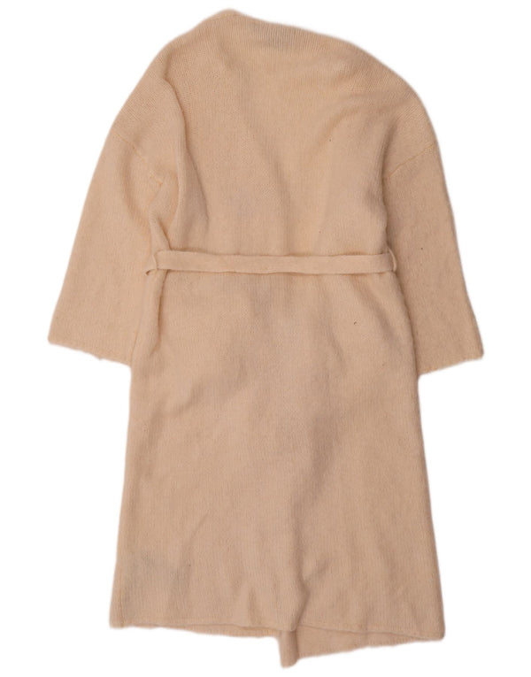 Zara Damen Longline 3/4-Ärmel-Cardigan-Pullover UK 10 Small Beige