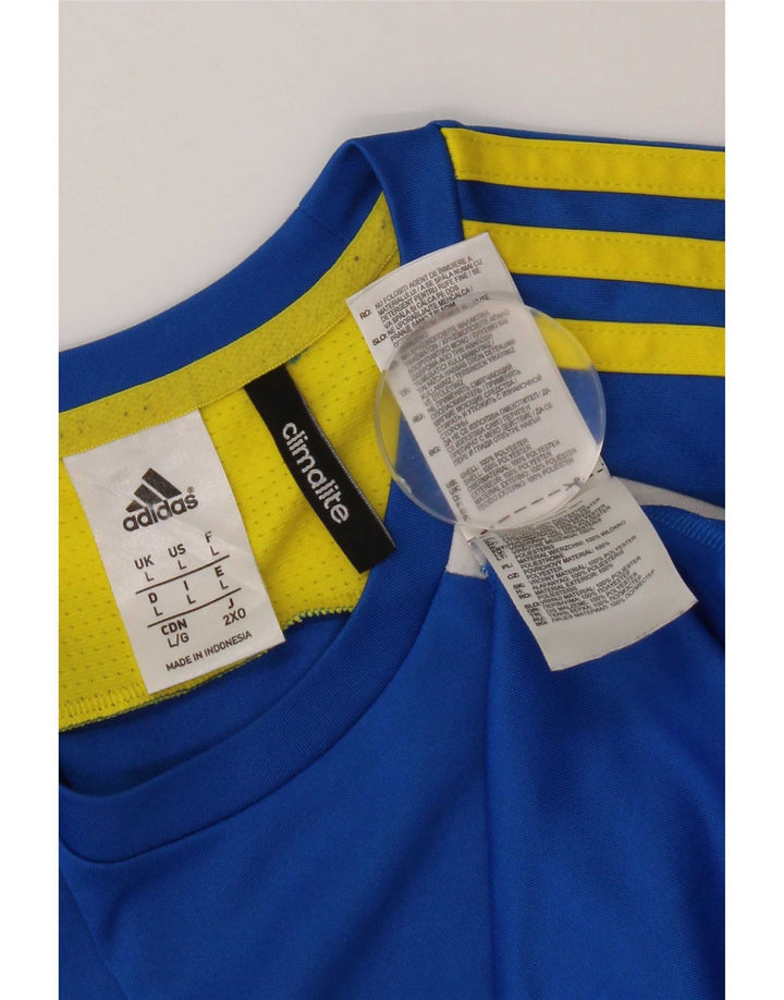 Adidas Herren Climalite T-Shirt Top Large Blau Colourblock Polyester