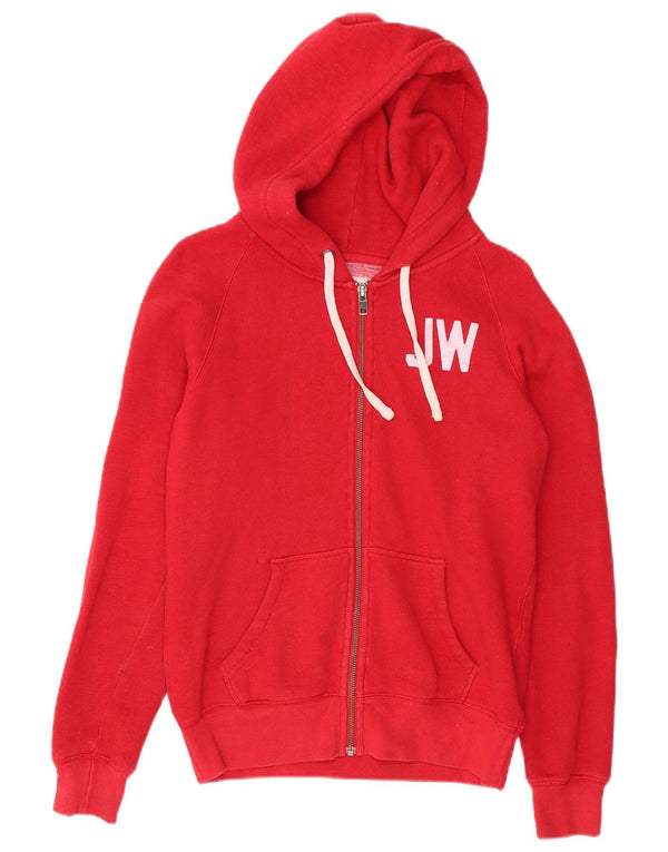 Jack Wills Damen-Kapuzenpullover mit grafischem Reißverschluss, Gr. 10, Größe S, Rot, Baumwolle