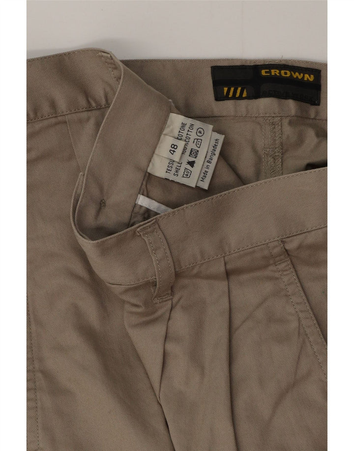 CROWN Herren Pegged Chino Shorts IT 48 Medium W32 Beige Baumwolle